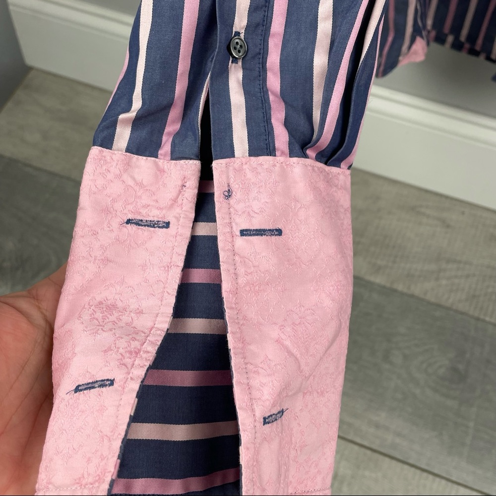 Ted Baker London Archive Men's 16 French Cuff Purple Striped Dress - Picture 14 of 15